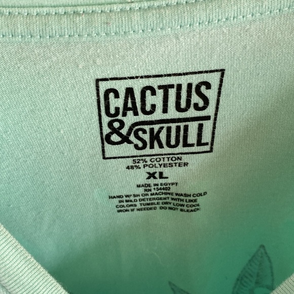 Cactus & Skull Teal Wake N' Bake Short Sleeve T Shirt Size XL - Picture 2 of 4